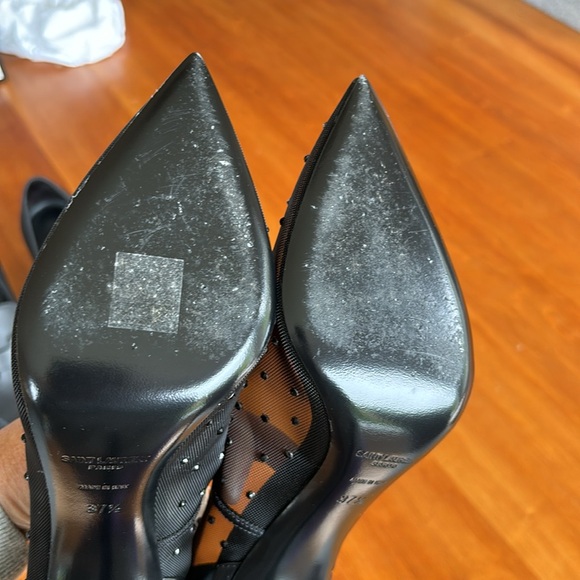 NWOT SAINT LAURENT Anja Pumps with Rhinestone Mesh black size 37.5 - Picture 8 of 9